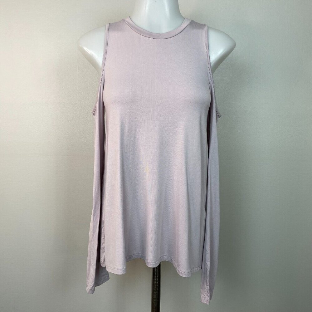 Wilfred Top Small Purple Cold Shoulder Long Sleeve Stretch Shirt Women's Aritzia